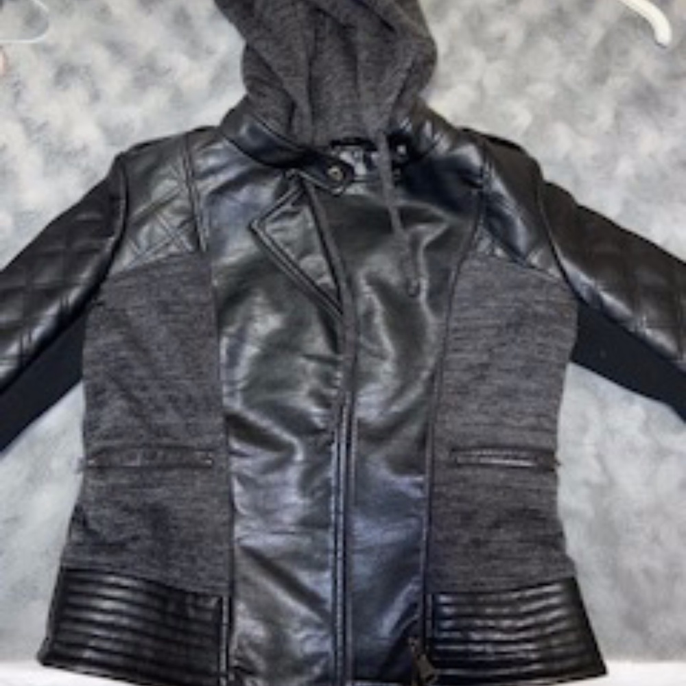 Black Cloth/Leather Jacket